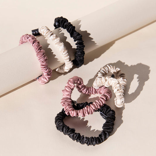 Drowsy Skinny Scrunchie Set - Rose, Dusty, Black