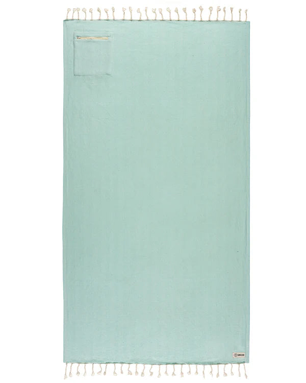 Sand Cloud Towel | Herring with Zip Pocket Cameo Green