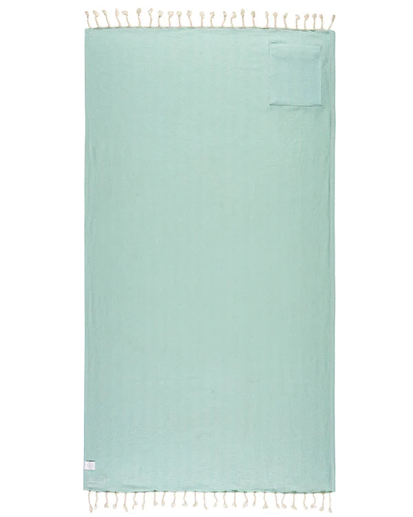 Sand Cloud Towel | Herring with Zip Pocket Cameo Green