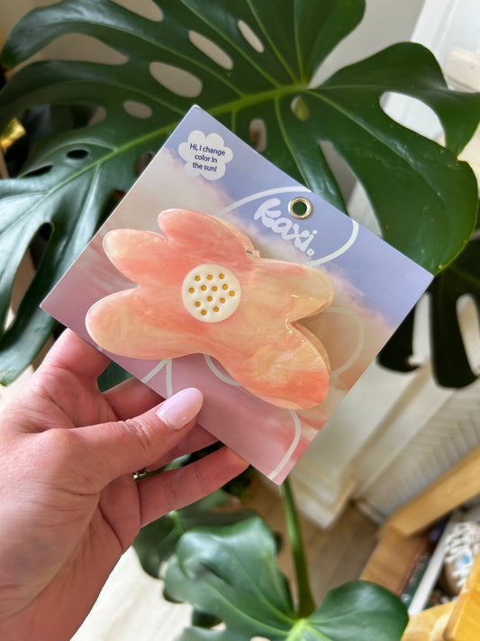 Kaxi Color Changing Claw Clip | Pink Sunset Flower