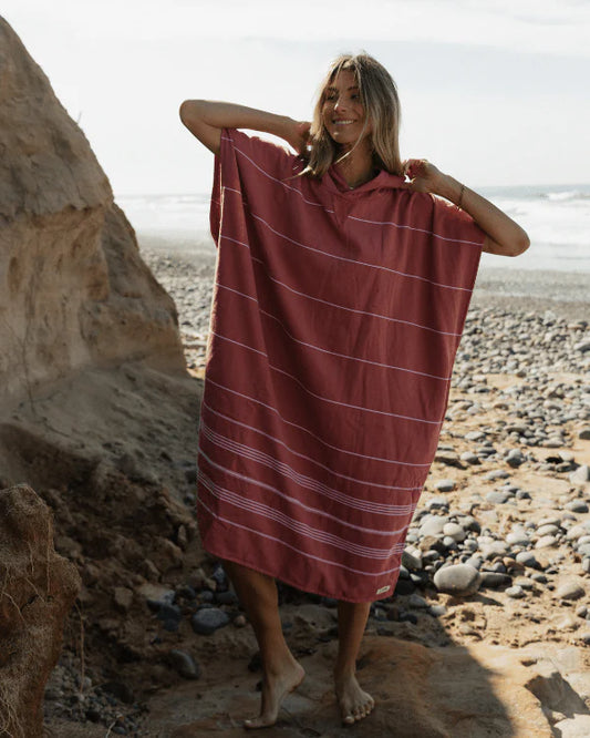 Sand Cloud | Classic Stripe Hooded Poncho - Withered Rose