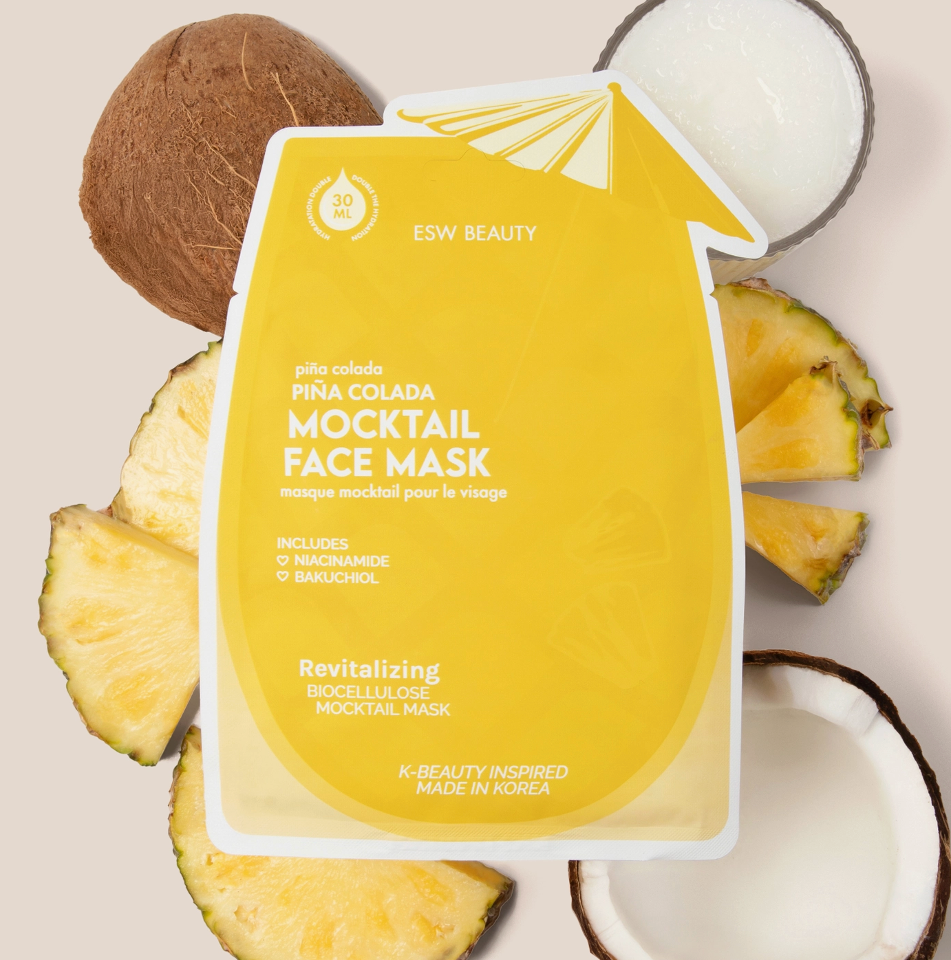 ESW Beauty Piña Colada Revitalizing Biocellulose Mocktail Mask
