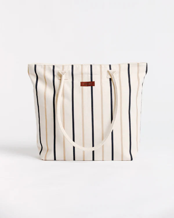 Sand Cloud Vertical Stripe Beach Tote| Taupe