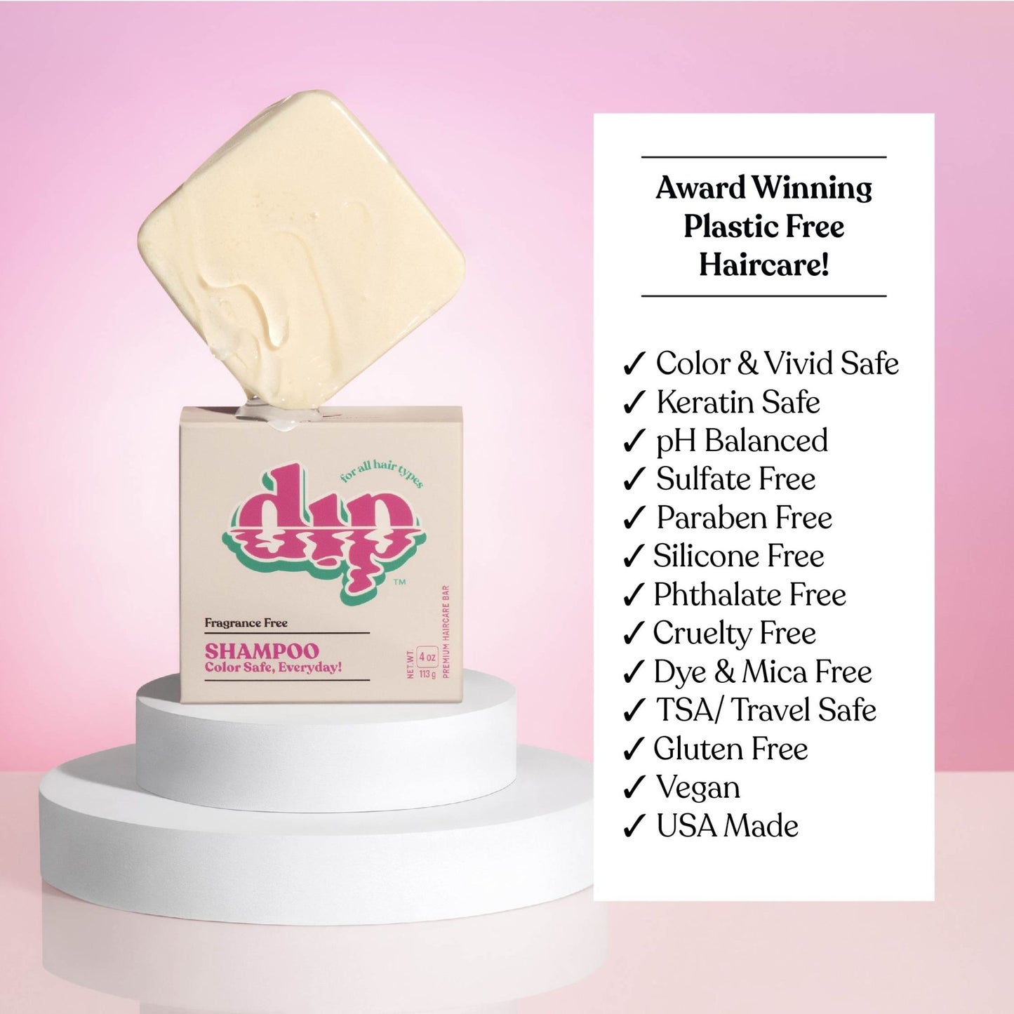 Dip Color Safe Shampoo Bar for Every Day - Fragrance Free - Aesthetics By Kell