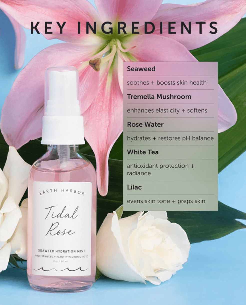 Earth Harbor Tidal Rose Hydration Mist: Rose Water + Rose Quartz - Aesthetics By Kell