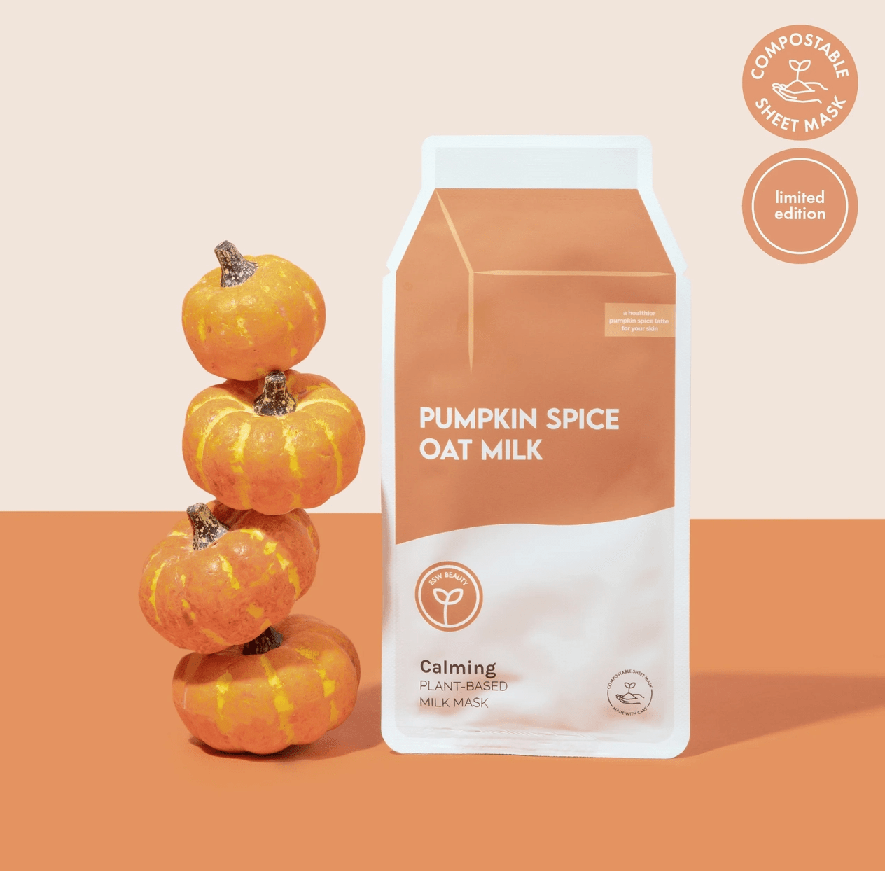 ESW Pumpkin Spice Oat Milk Calming Plant - Based Sheet Mask - Aesthetics By Kell