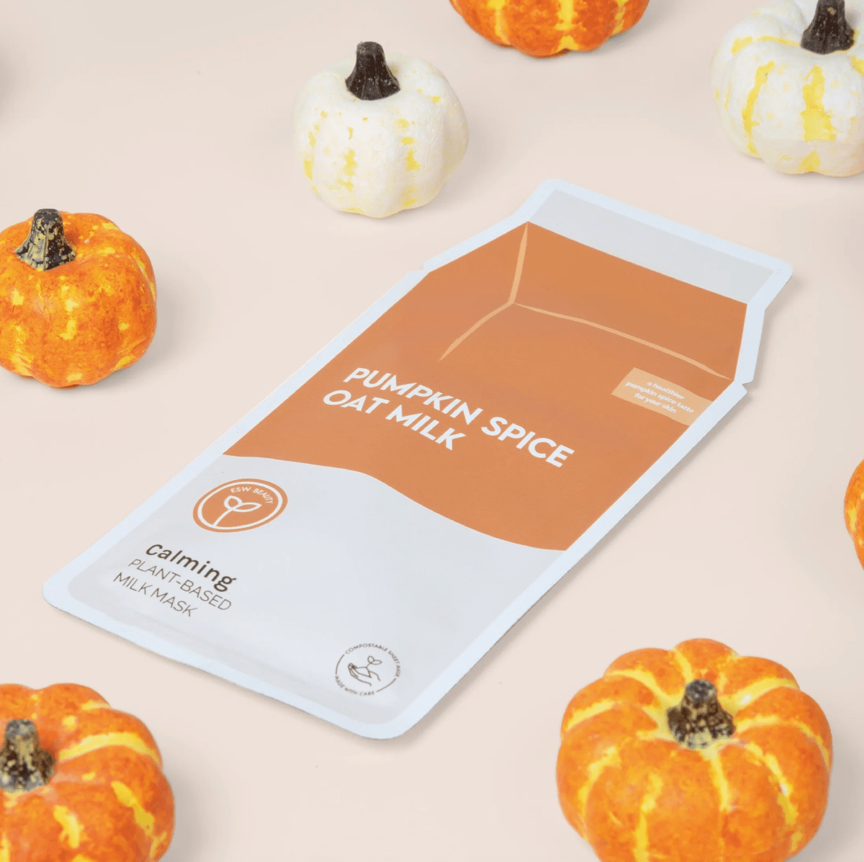 ESW Pumpkin Spice Oat Milk Calming Plant - Based Sheet Mask - Aesthetics By Kell