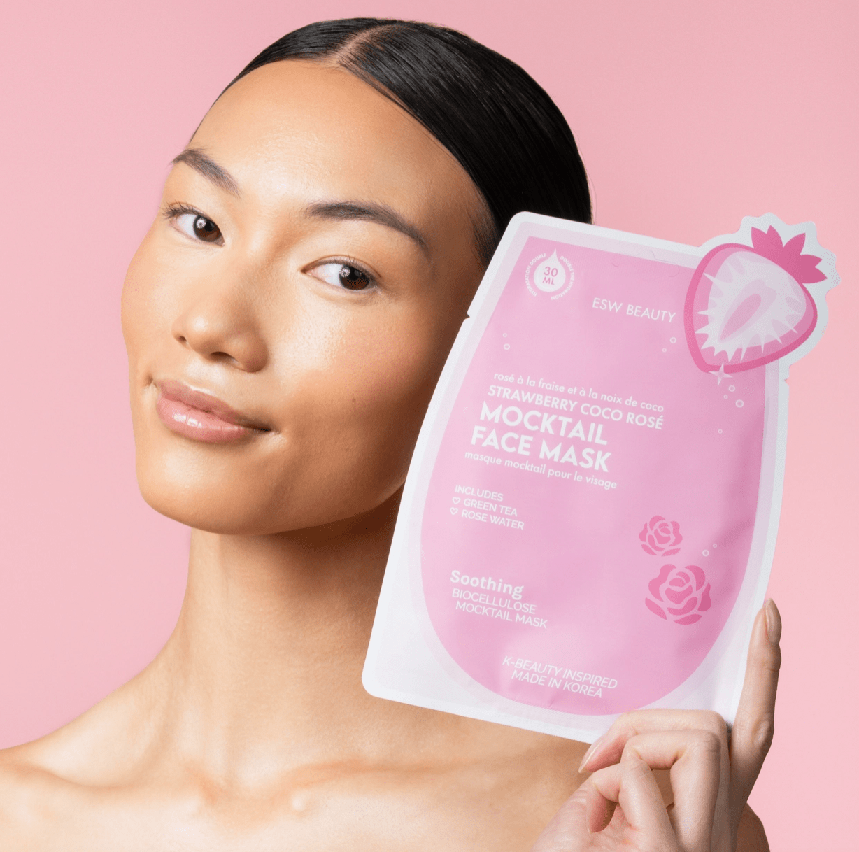 ESW Strawberry Coco Rose Soothing Biocellulose Mocktail Mask - Aesthetics By Kell