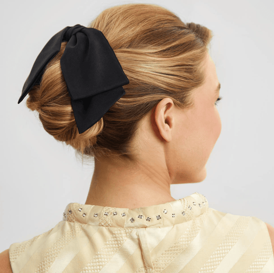 Kitsch Recycled Fabric Bow Hair Clip 1pc - Black - Aesthetics By Kell