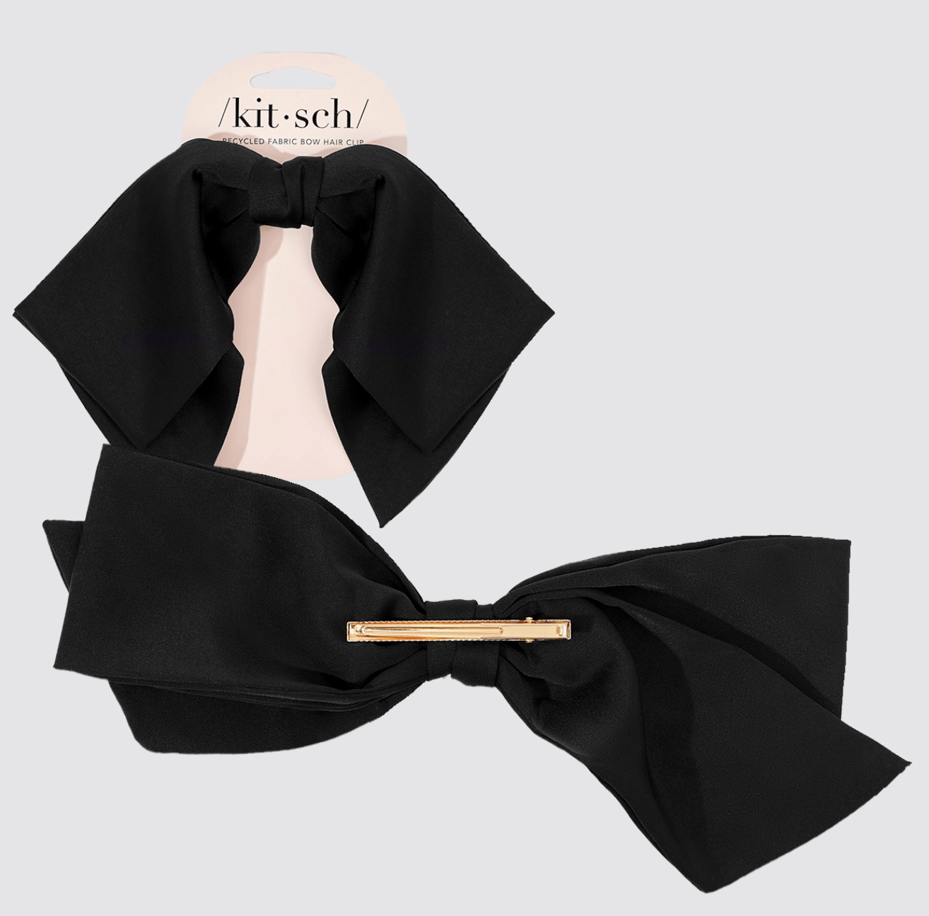 Kitsch Recycled Fabric Bow Hair Clip 1pc - Black - Aesthetics By Kell