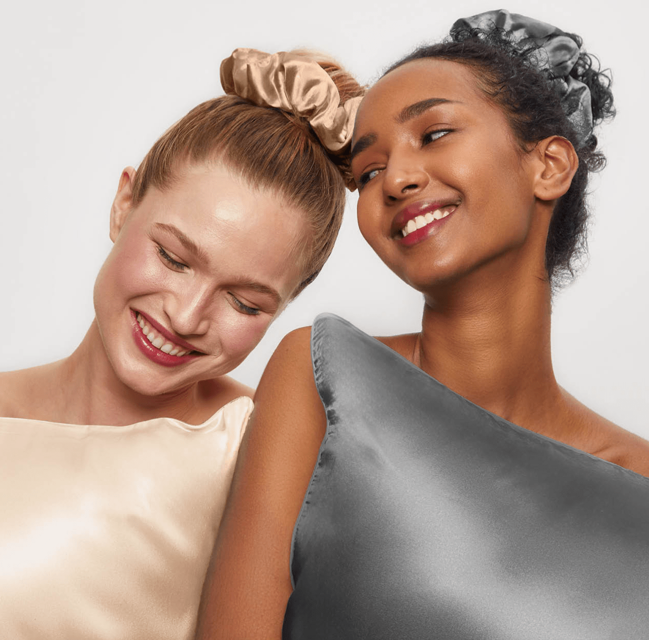 Kitsch Satin Sleep Pillow Scrunchies – Charcoal & Gold (2pc Set) - Aesthetics By Kell