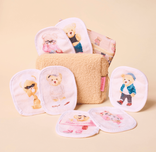 Makeup Eraser - Teddy Bear 7 Day Gift Set & Plush Cosmetic Bag - Aesthetics By Kell
