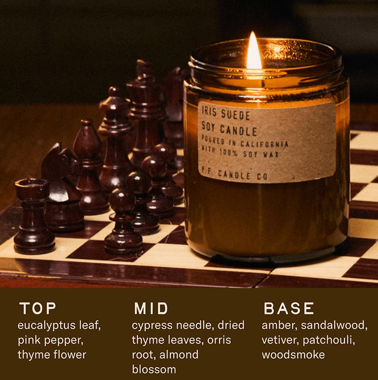 PF Candle Co. Iris Suede Candle – Limited Edition Autumn Soy Candle - Aesthetics By Kell
