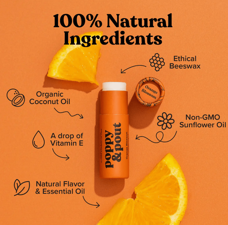 Poppy & Pout Lip Balm - Orange Blossom - Aesthetics By Kell