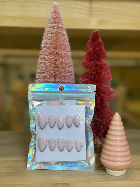 Press On Nails - Short Almond - Medium Size - Silver Frenchie - Aesthetics By Kell