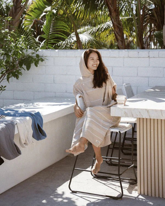 Sand Cloud | Classic Border Stripe Poncho Sand - Aesthetics By Kell