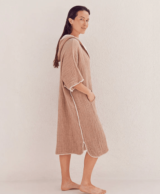 Sand Cloud | Falta Gauze Hooded Poncho - Warm Taupe - Aesthetics By Kell
