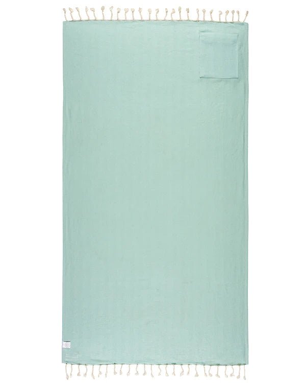 Sand Cloud Towel | Herring with Zip Pocket Cameo Green - Aesthetics By Kell