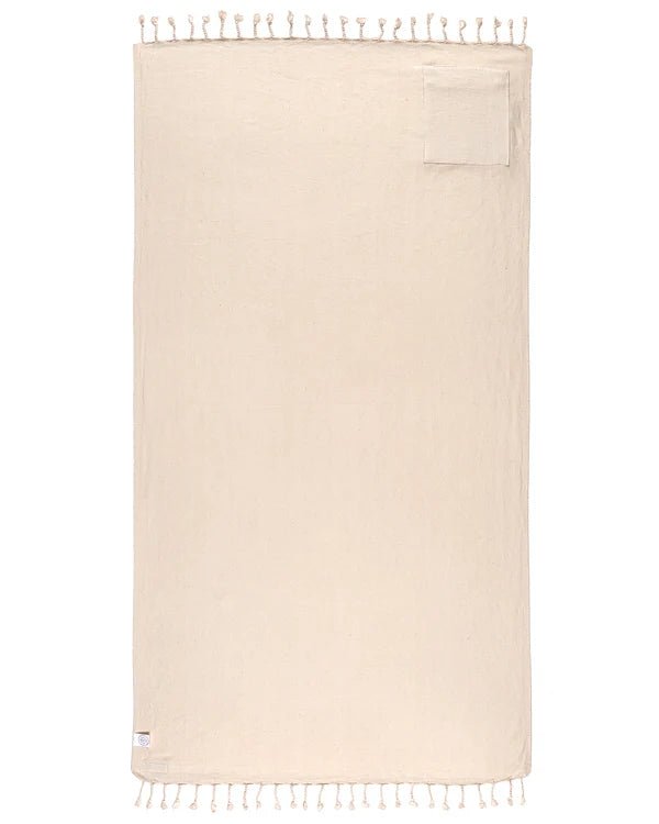 Sand Cloud Towel | Herring with Zip Pocket Natural - Aesthetics By Kell
