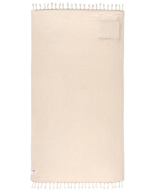Sand Cloud Towel | Herring with Zip Pocket Natural - Aesthetics By Kell