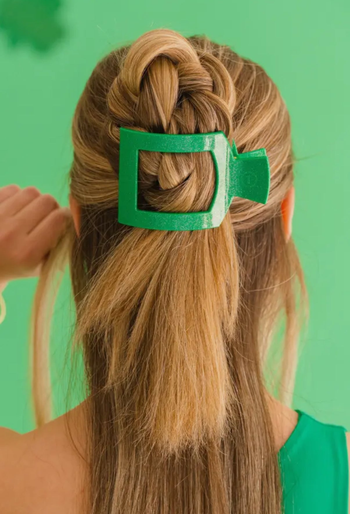 Teleties Square Flat Hair Clip - Shamrock Shimmer - Aesthetics By Kell