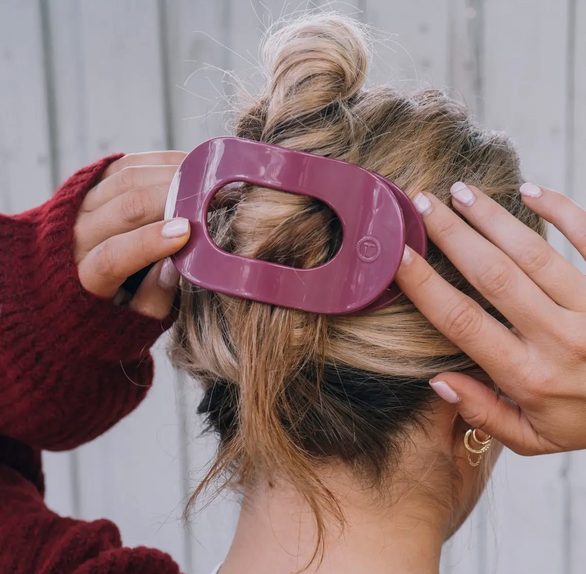Teleties Wild Side Flat Round Hair Clip - Deep Magenta - Aesthetics By Kell
