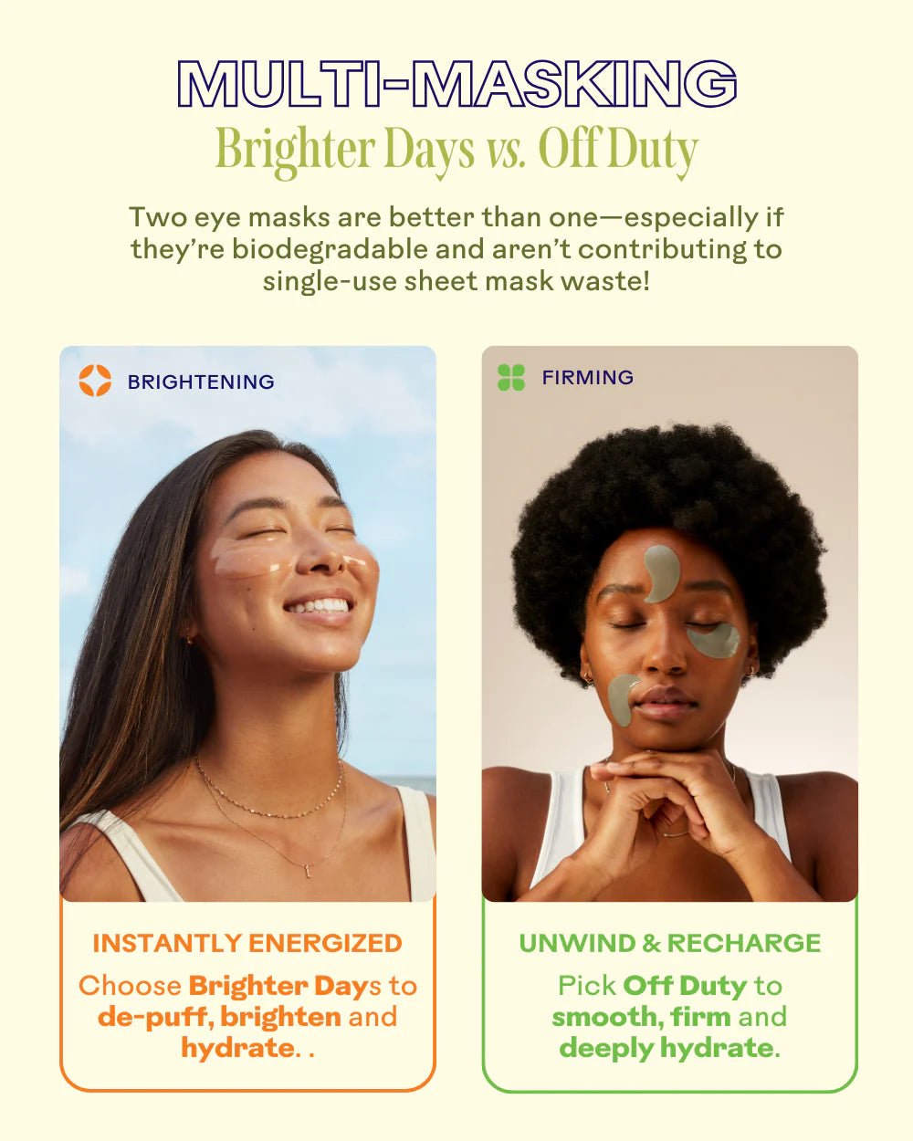 Three Ships Off Duty Algae + Peptide Smoothing Biodegradable Eye Mask - Aesthetics By Kell