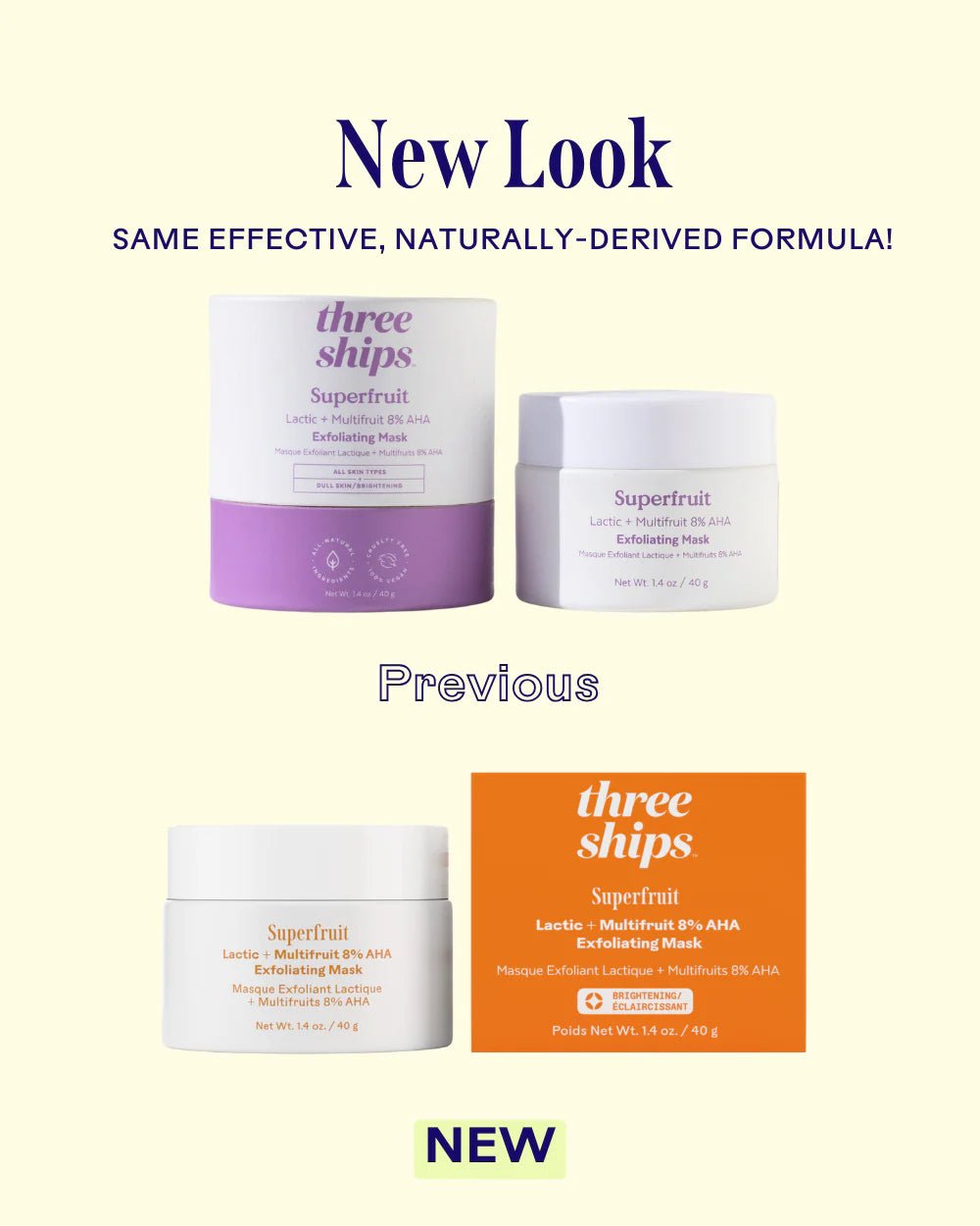 Three Ships Superfruit Lactic + Multifruit 8% AHA Exfoliating Mask - Aesthetics By Kell