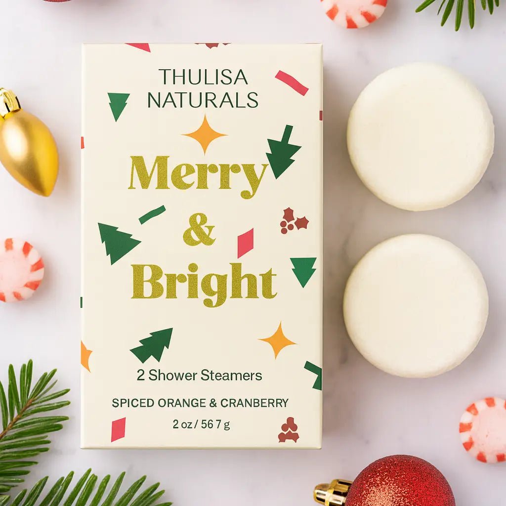 Thulisa Naturals Merry & Bright Christmas Shower Steamers – Orange & Cranberry (2 Pack) - Aesthetics By Kell