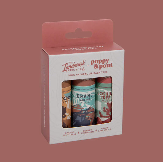 Poppy & Pout Gift Set Lip Balm Trio- The Landmark Project (Desert)