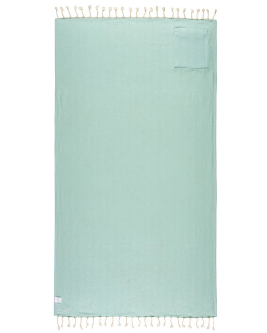 Sand Cloud Towel | Herring with Zip Pocket Cameo Green