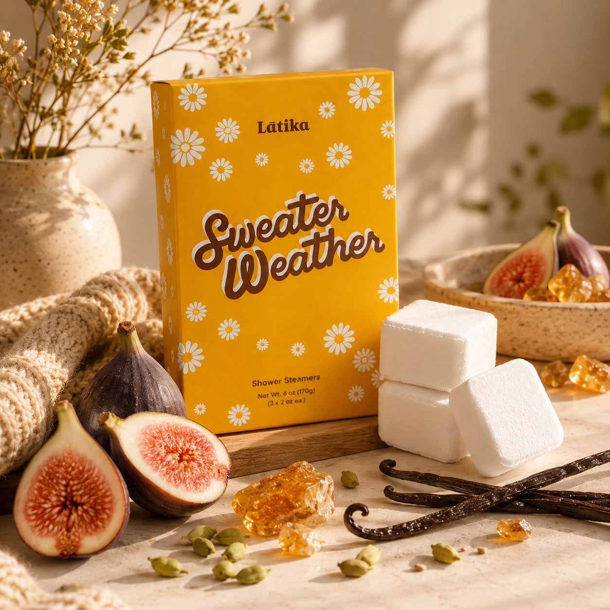 Latika - Fall Shower Steamers - Sweater Weather, Fig & Amber