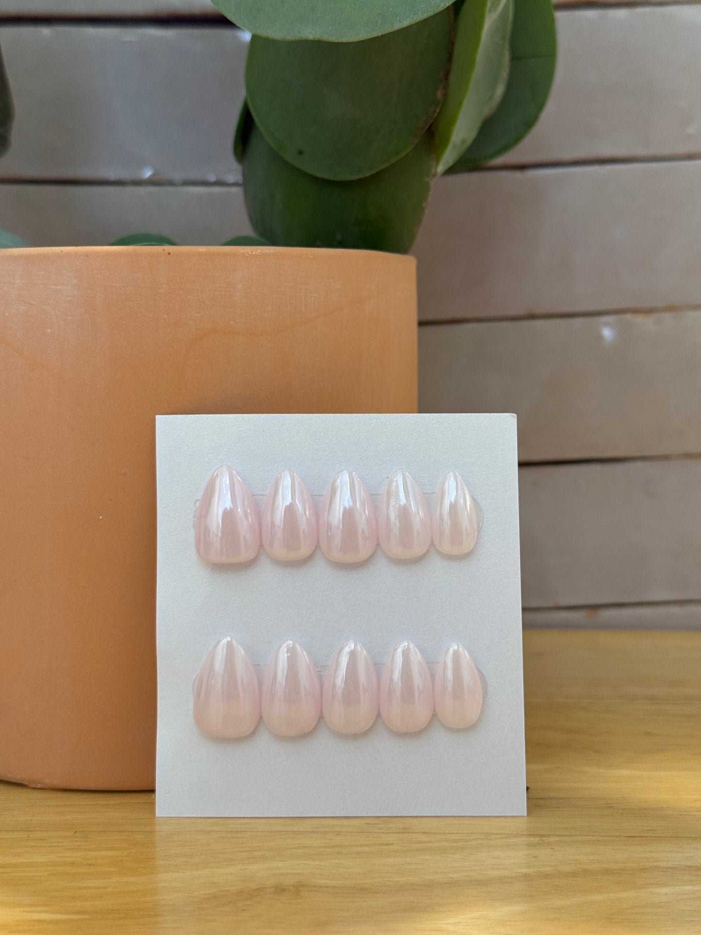 Press On Nails- Short Almond- Small size- Glazed Pink