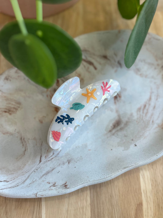 White Seashell Claw Clip