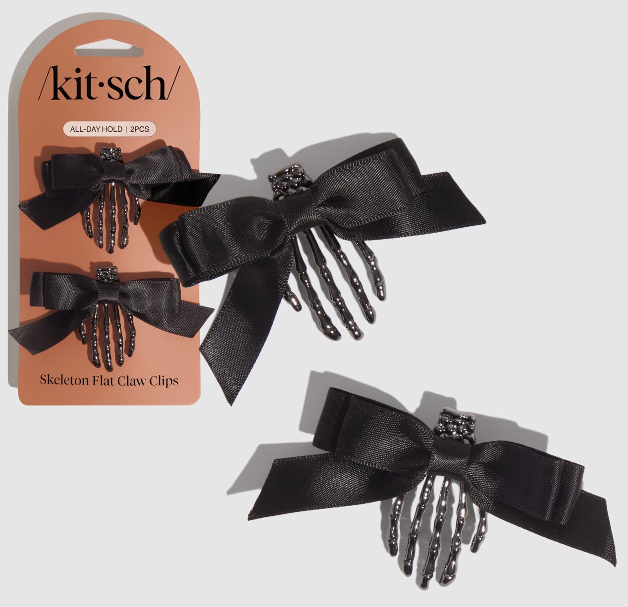 Kitsch Skeleton Flat Claw Clips 2pc Set