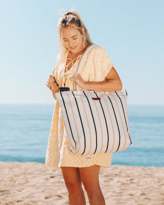 Sand Cloud Vertical Stripe Beach Tote| Taupe