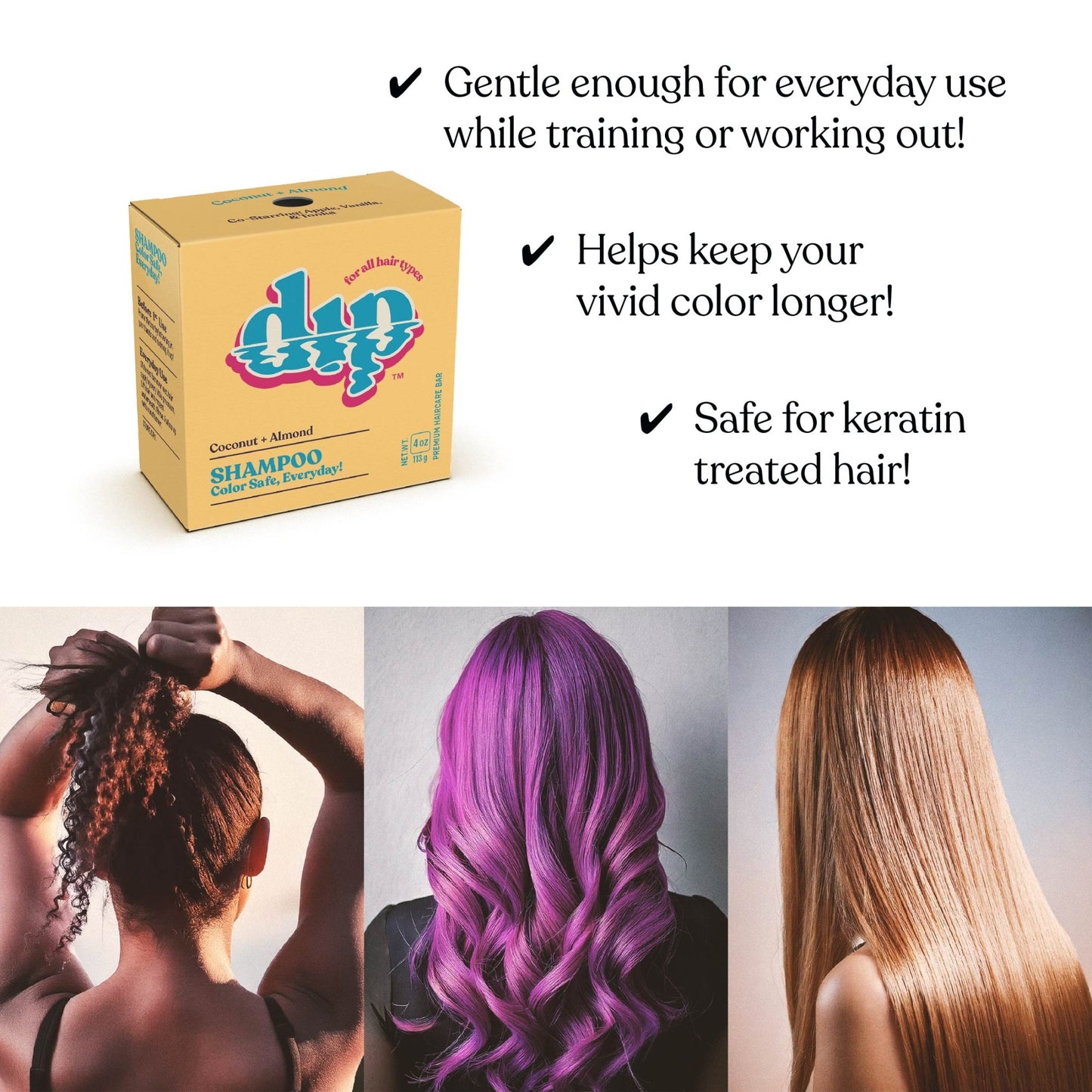 Dip Color Safe Shampoo Bar for Every Day - Coconut & Almond - Aesthetics By Kell