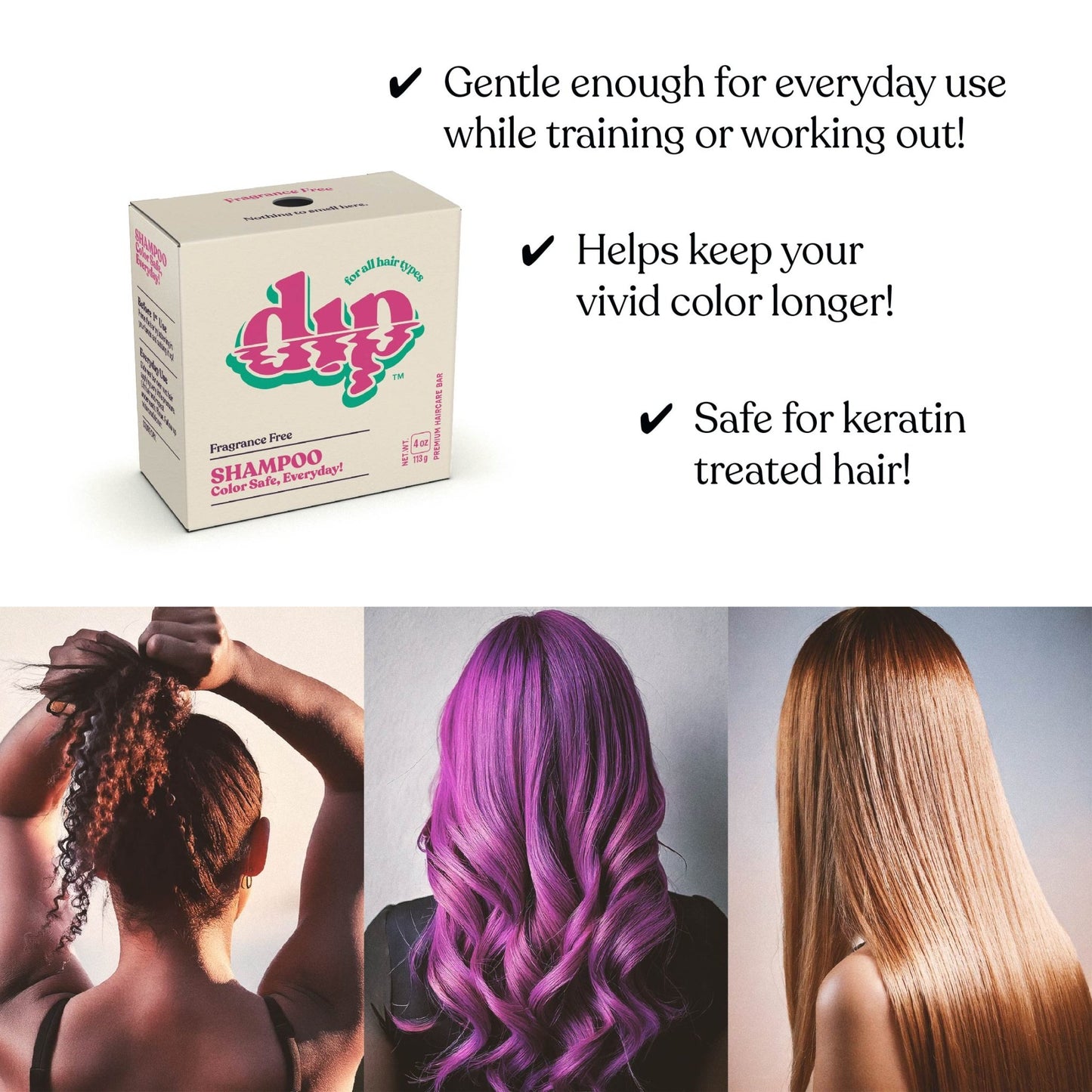 Dip Color Safe Shampoo Bar for Every Day - Fragrance Free - Aesthetics By Kell