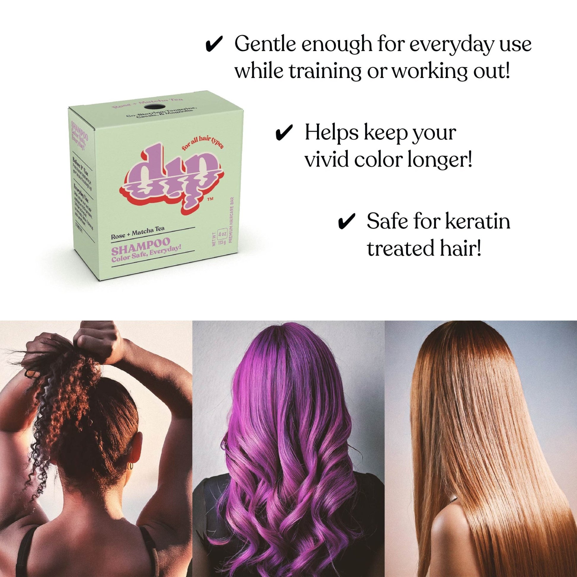 Dip Color Safe Shampoo Bar for Every Day - Rose & Matcha Tea - Aesthetics By Kell