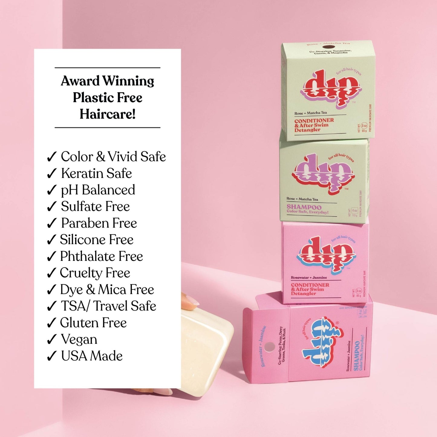 Dip Color Safe Shampoo Bar for Every Day - Rosewater & Jasmine - Aesthetics By Kell