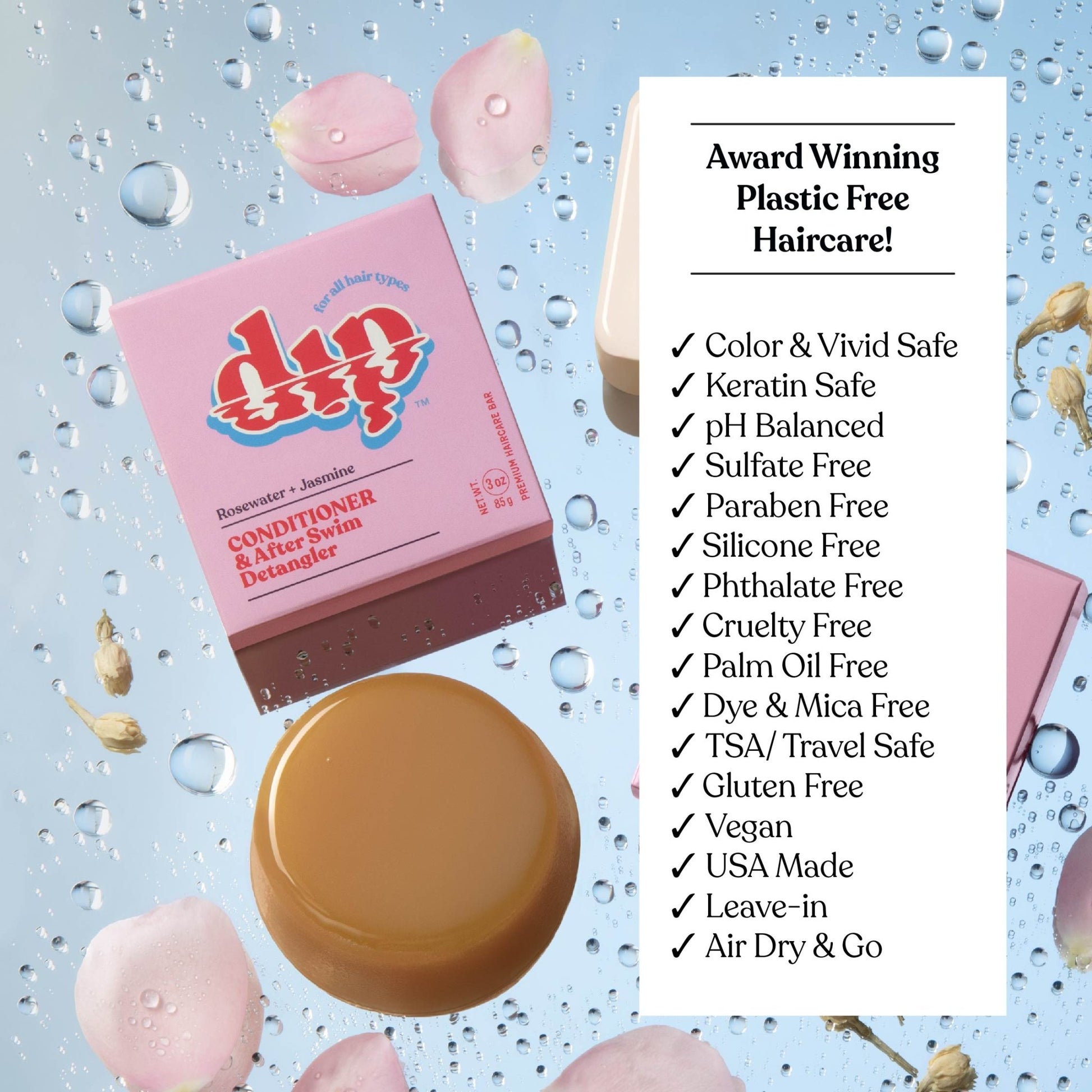 Dip Conditioner Bar & After Swim Detangler - Rosewater & Jasmine - Aesthetics By Kell