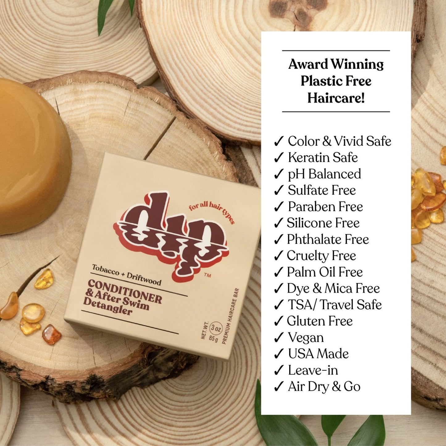 Dip Conditioner Bar & After Swim Detangler - Tobacco & Driftwood - Aesthetics By Kell