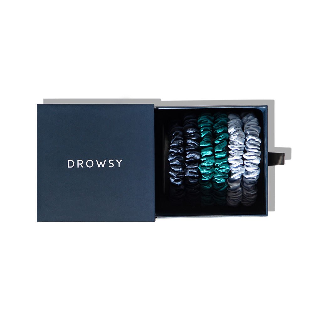 Drowsy Skinny Scrunchie Set - Blue & Green Shades - Aesthetics By Kell