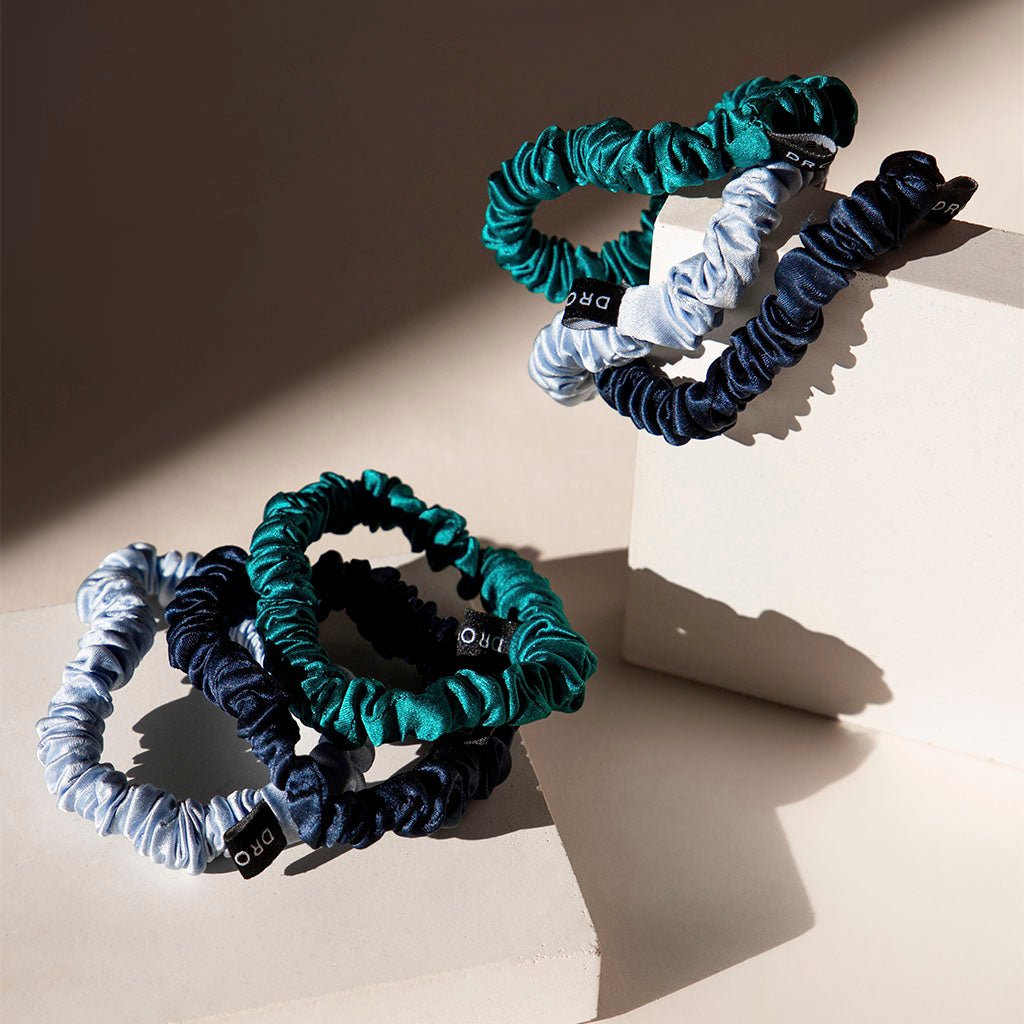 Drowsy Skinny Scrunchie Set - Blue & Green Shades - Aesthetics By Kell