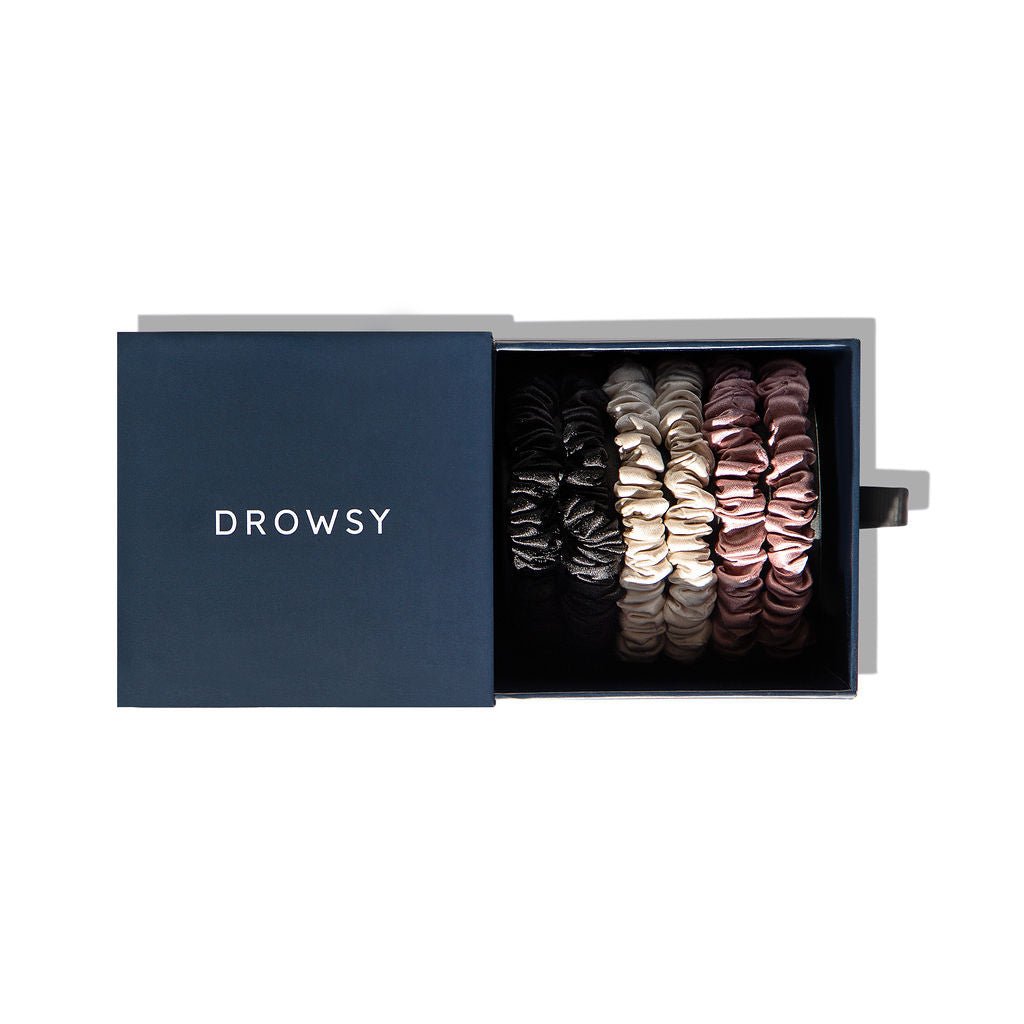 Drowsy Skinny Scrunchie Set - Rose, Dusty, Black - Aesthetics By Kell