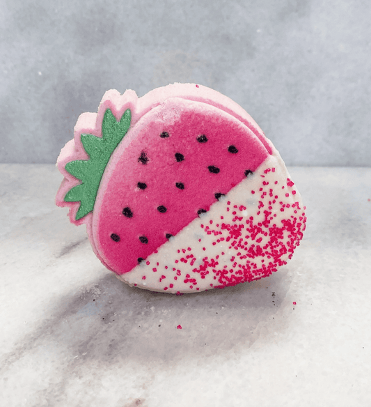 Green Bubble Gorgeous - White Chocolate Covered Strawberry Bath Bomb - Aesthetics By Kell
