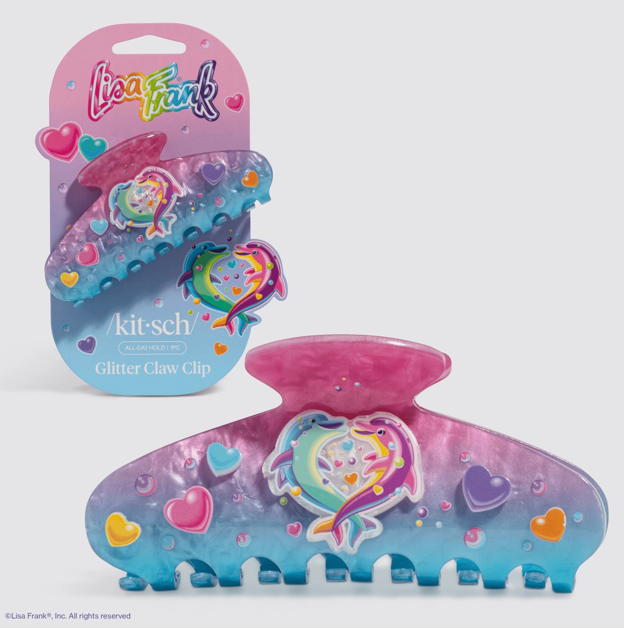 Kitsch Lisa Frank X Kitsch Glitter Claw Clip in Dancing Dolphins™ - Aesthetics By Kell