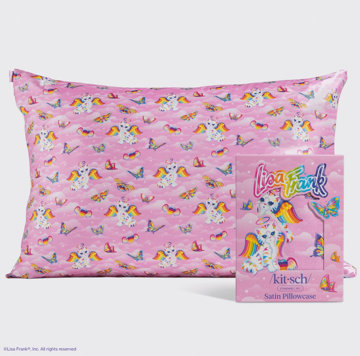 Kitsch Lisa Frank X Kitsch Standard Satin Pillowcase - Angel Kitty™ - Aesthetics By Kell
