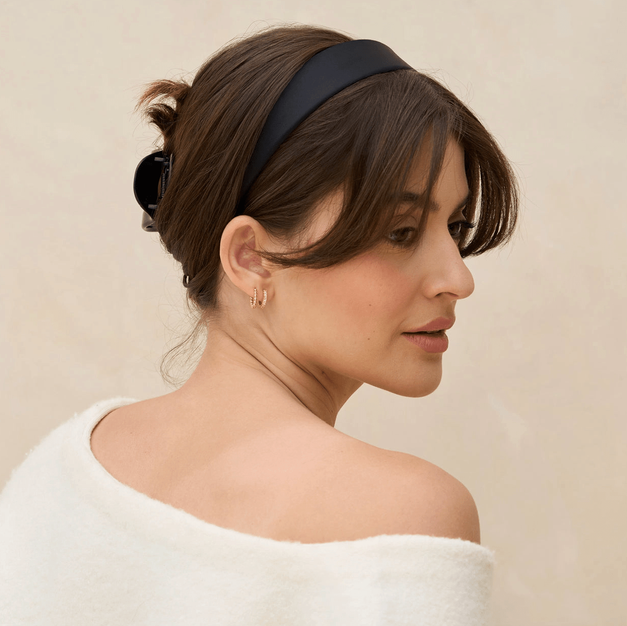 Kitsch Recycled Fabric Satin & Velvet Headbands 2pc Set - Black/Choco - Aesthetics By Kell