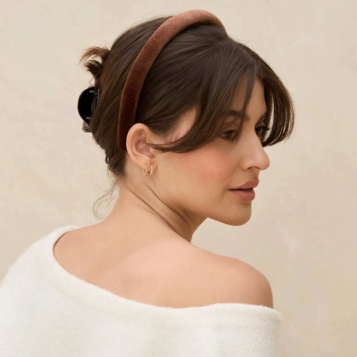 Kitsch Recycled Fabric Satin & Velvet Headbands 2pc Set - Black/Choco - Aesthetics By Kell